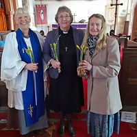 Our Mothering Sunday service on 10th March 2024 was led by Anne Foster, pictured here with Revd Cathy Scoffield and Hazel Price.